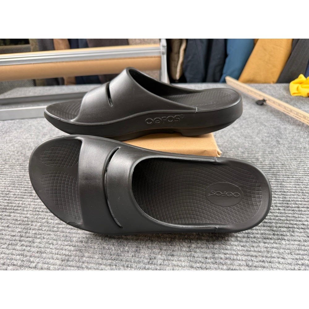 OOFOS Slide Sandal M11/W13/EU44 Black-Recovery Comfort Footwear